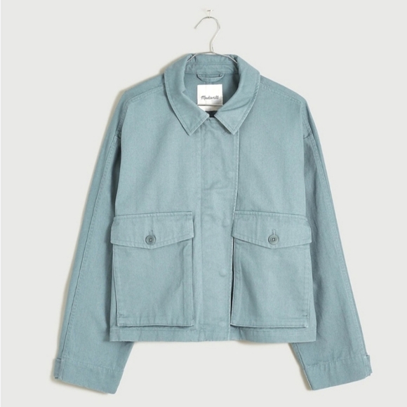 Madewell Faded River Cargo Utility Cropped Chino Jacket Oversized Size Small - Picture 4 of 6